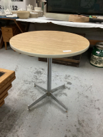 SMALL ROUND PEDESTAL TABLE - ARBORITE TOP/METAL BASE