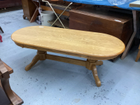 OVAL COFFEE TABLE. DOUBLE PEDESTAL STYLE