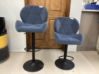 (2) "HOMCOM" CUSHIONED SWIVEL STOOLS W/ FOOT RESTS ON METAL BASE