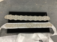 (2) RHINESTONE/CUBIC ZIRCONIA ACCESSORY PIECES - ONE ON SATIN RIBBON