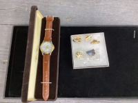 BROOKS 2010 WATCH AND A FEW COLLECTIBLE LAPEL PINS