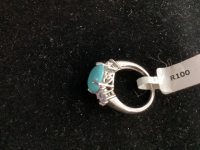 STERLING SILVER RING W/ BLUE STONES