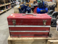 RED TOOLBOX WITH ASSORTED TOOLS
