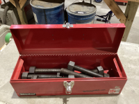 RED TOOL BOX WITH HUGE BOLTS