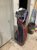 VINYL GOLF BAG & (9) CLUBS