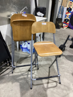 (2) COUNTER HEIGHT WOOD FOLDING CHAIRS