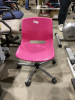 BRIGHT PINK ROLLING CHAIR - HARD PLASTIC