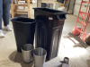 (2) PLASTIC GARBAGE CANS & (2) SMALL METAL CANS - 2