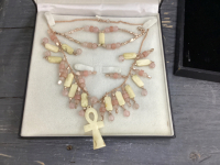 NECKLACE AND BRACELET SET - ROSE GOLD COLORED
