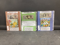 FUNNY MONEY & USED STAMPS - (3) PACKS