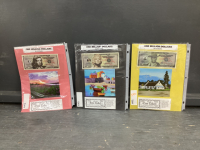 FUNNY MONEY & USED STAMPS - (3) PACKS