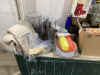 2 BOXES OF HOUSEHOLD/CURTAINS,GLASSES,BOWLS,CAKE DECORATING TIPS