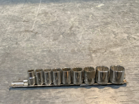 JOHN DEERE 9 PIECE CHROME SHALLOW 3/8 DRIVE SOCKETS - 12 POINT