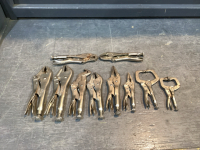 BOX OF (8) MAC TOOLS LOCKING PLIERS AND (2) VISE GRIPS