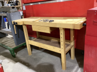 WORK BENCH - WITH (2) WOOD VICE AND SINGLE DRAWER