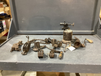 VINTAGE ITEMS - PULLEY'S, TORCH, CLAMPS