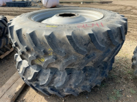 Two tractor tires on steel rims