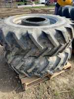 Two Michelin tractor tires on steel rims