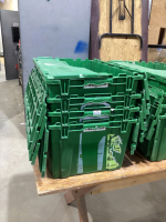 (4) GREEN BINS WDOUBLE HINGED LIDS