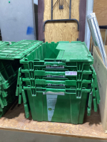 (4) GREEN BINS W/ HINGED LID