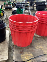 (5) RED PLANTER TUBS