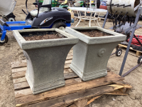 (2) FAUX CEMENT PLANTER