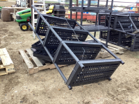 PALLET W/ BLACK PLASTICK SHELF W/ 5-LEVELS AND (5) EXTRA SHELVES BUT NO LEGS