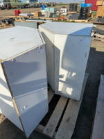 Two wooden corner cabinets