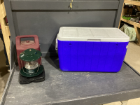 COLEMAN COOLER & COLEMAN PORTABLE LANTERN IN HARD CASE