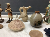 BOX W/ VINTAGE ITEMS - MARBLE PITCHER, FIGURINES, FLUTED BOWL, LEATHER GLOVES - 4