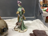 BOX W/ VINTAGE ITEMS - MARBLE PITCHER, FIGURINES, FLUTED BOWL, LEATHER GLOVES - 5