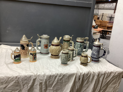 COLLECTION OF MOSTLY AVON STEINS - (5) SMALL, (6) LARGE