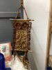 (3) SMALL BOXES OF HOUSEHOLD ITEMS - CAT BOOKS, DECOR, CAST FRYPAN CLOCK, NEEDLEPOINT PICTURE, "THE ROCK" FRY PANS - 4