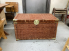 WICKER TRUNK W/ BRASS ACCENTS