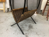 BAMBOO/WICKER SIDE TABLE/ MAGAZINE RACK WITH METAL LEGS - 3