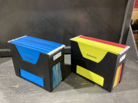 2 HANGING FOLDER BOXES W/FOLDERS
