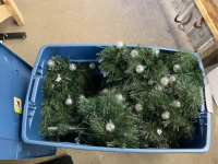 PRE LIT CHRISTMAS TREE IN A GOOD LIDDED TOTE
