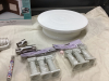 CAKE DECORATING ITEMS - FANCI-FILL CAKE PAN SET, TURNTABLE, PILLARS, CUPCAKE BAKING CUPS, COOKIE CUTTERS - 4
