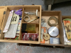ACCORDIAN STYLE SEWING BOX FILLED W/ NOTIONS AND TIN WITH THREAD - 4