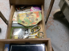 ACCORDIAN STYLE SEWING BOX FILLED W/ NOTIONS AND TIN WITH THREAD - 6