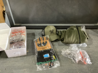 SAFETY GLASSES, HAT, SWEATER & WORK GLOVES