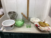 CHAMBER POT, REAMER, GLASS BOWLS