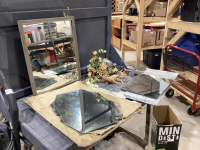 MIRRORS , CLAMP ON LAMP + FLORAL DECOR ITEM