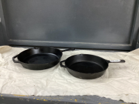 (2) CAST FRY PANS - "WOODS" AND "LODGE" - 10SK USA