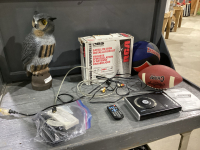 BOX W/ DVD PLAYER, SATELLITE DISH INSTALL KIT, OWL, 2 BALLS
