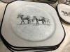 TOTE W/ (2) DISH SETS - BERNIE BROWN & A TEAL SET AND CRYSTAL GLASSES - 5