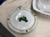 BOX W/ (2) CORELLE CASSEROLE DISHES W/ LIDS, CORELLE MIXING BOWLS, CERAMIC PIE PLATE, (2) JD PLATES - 4
