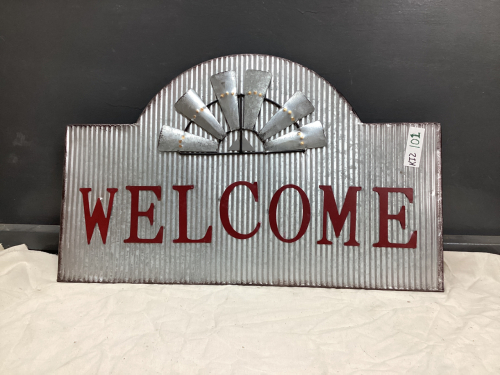 GALVANIZED METAL WELCOME SIGN