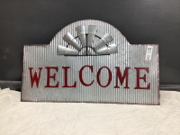 GALVANIZED METAL WELCOME SIGN