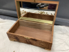 GOLD COLORED UTENSILS IN WOOD BOX AND MINI CHRISTMAS TEA SET - 4